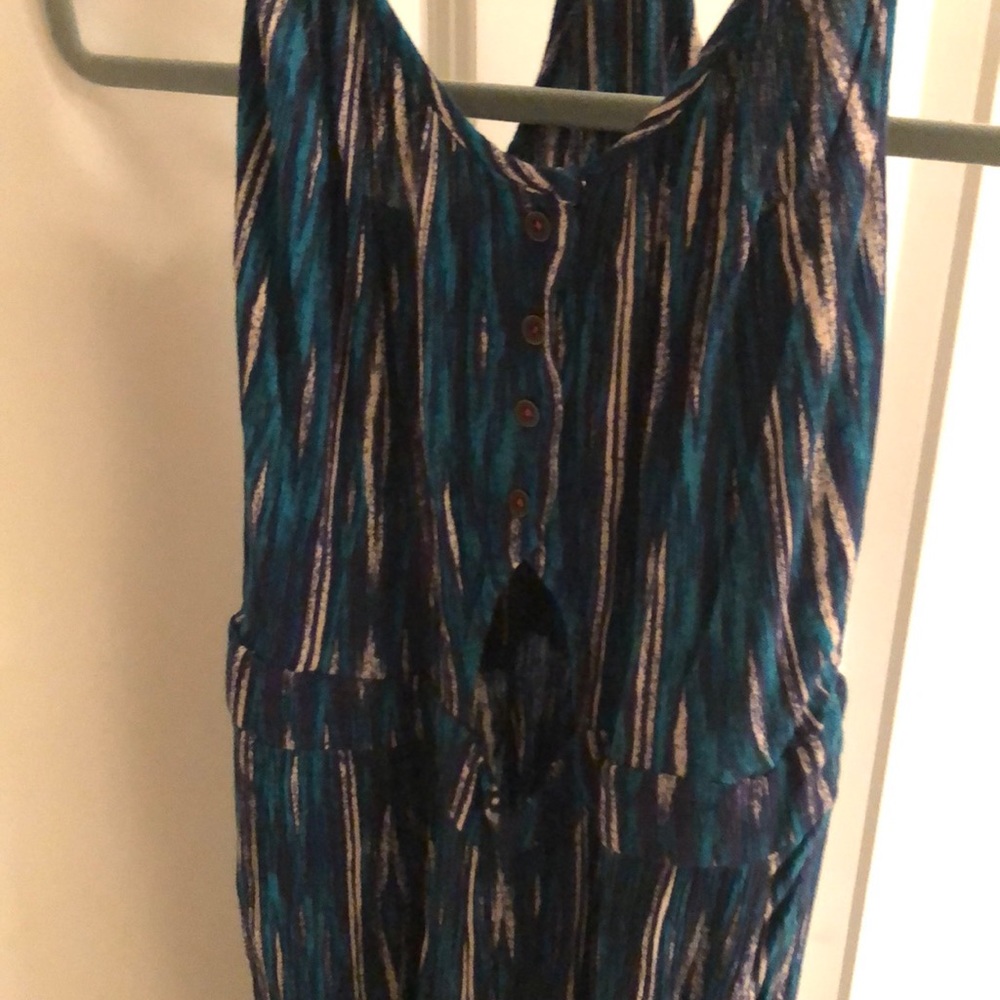 Teal striped jumpsuit